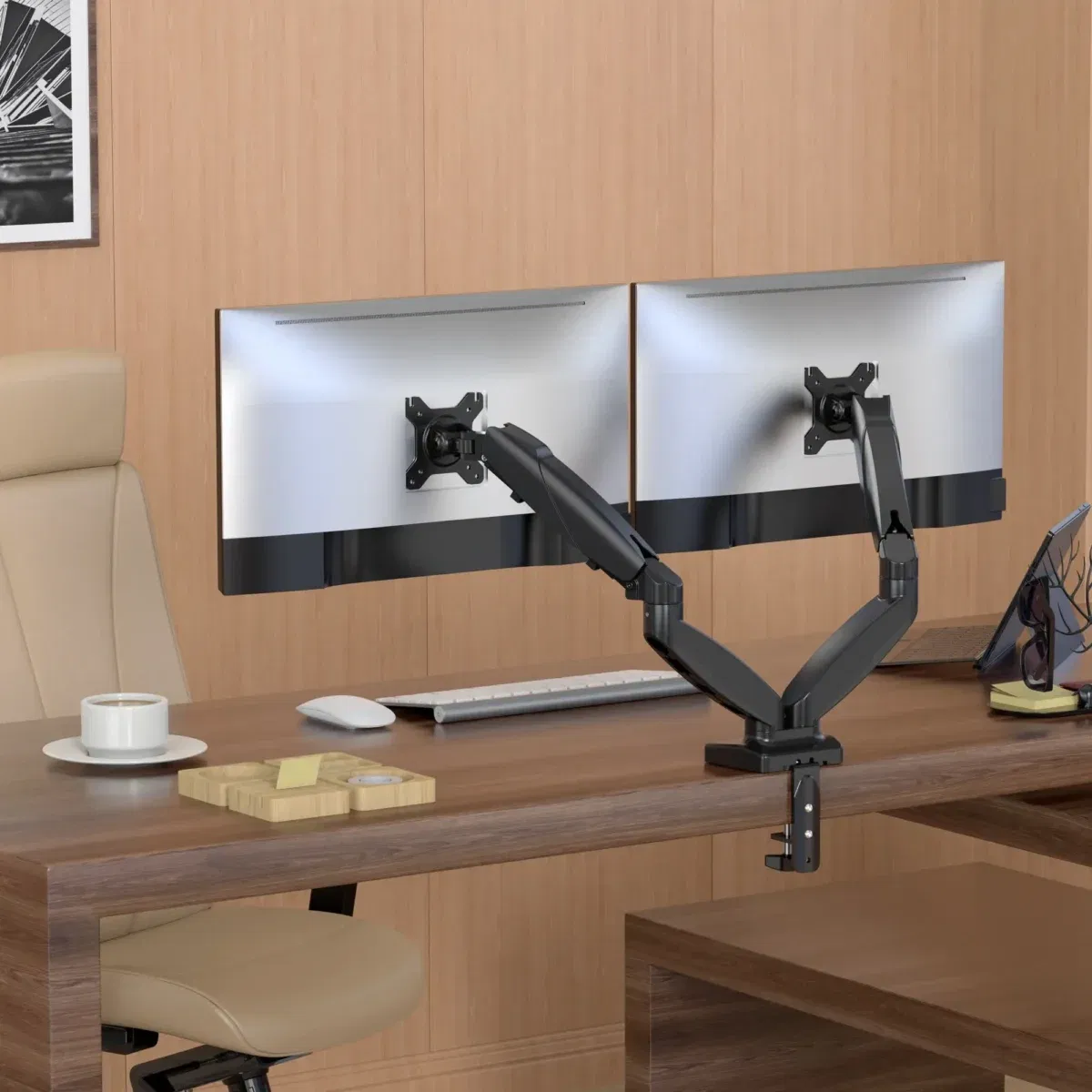 EXVEGA 15-32″ LCD / LED İkili Monitör Tutucu Kol Amortisörlü Vesa Monitör Standı EX787 - Görsel 2